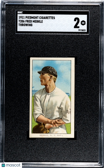 1911 Piedmont Cigarettes (T206) Fred Merkle Throwing SGC 2