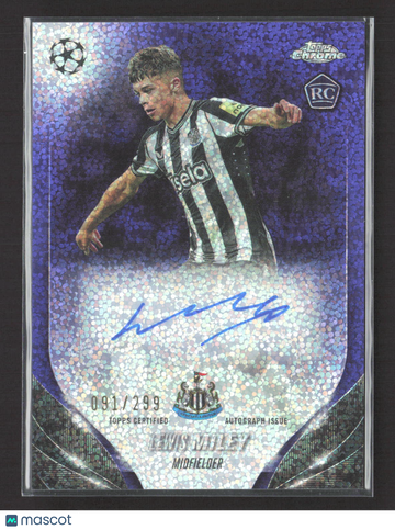 2024 Topps Chrome UEFA Club Competitions Lewis Miley #CA-ML Purple Speckle Refractor 091/299 RC Auto