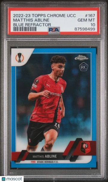 2022-23 Topps Chrome UEFA Club Competitions Matthis Abline #167 Blue Refractor PSA 10