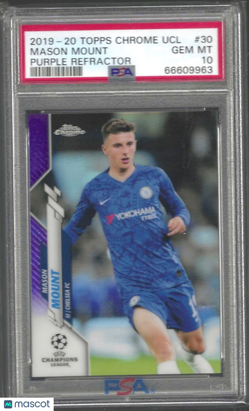 2019 Topps Chrome UEFA Champions League Mason Mount #30 Purple Refractor PSA 10
