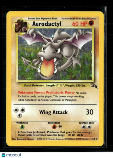 1999 Fossil Aerodactyl Holo Rare #1/62