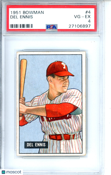 1951 Bowman Del Ennis #4 PSA 4 Philadelphia Phillies