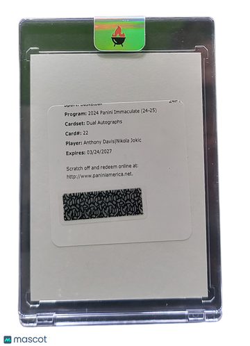 2024 Panini Immaculate Dual Autographs Anthony Davis Nikola Jokic #22 Redemption