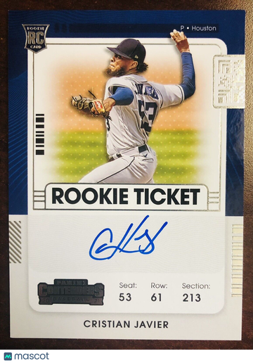 Cristian Javier 2021 Panini Contenders Rookie Ticket #119 AUTO RC Rookie Astros