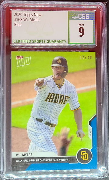 2020 Topps Now #168 Wil Myers Blue 02/49 CSG Mint 9
