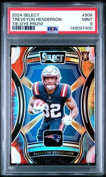 2024 Select | Rookie Treveyon Henderson | Tie Dye Prizm | 4/25 | #509 | PSA 9
