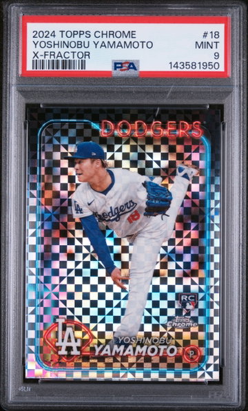 2024 Topps Chrome Xfractor Yoshinobu Yamamoto #18 PSA 9