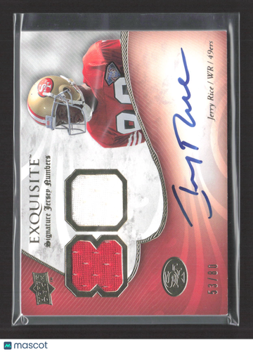 2008 Upper Deck Exquisite Collection Signature Jersey Numbers Jerry Rice #ESN-JR /80 Jersey Patch Game-Used Memorabilia