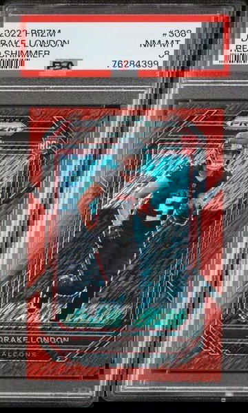 2022 Panini Prizm Drake London Rookie Red Shimmer /35 FOTL PSA 8 NM-MT