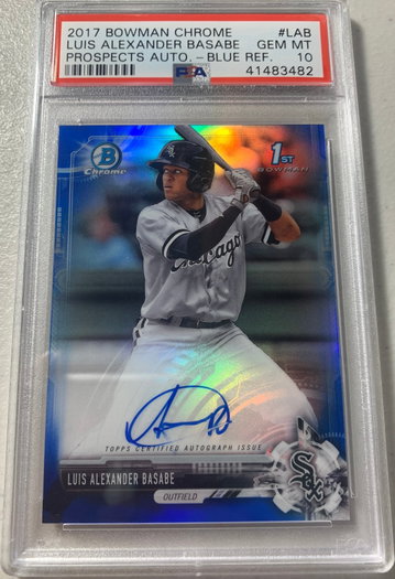 2017 Bowman Chrome Luis Alexander Basabe Blue Refractor Auto /150 PSA 10