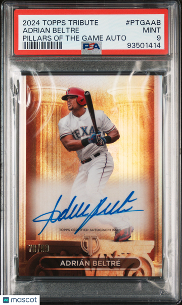2024 Topps Tribute Pillars Of The Game Autographs Adrian Beltre #PTGAAB /99 PSA 9