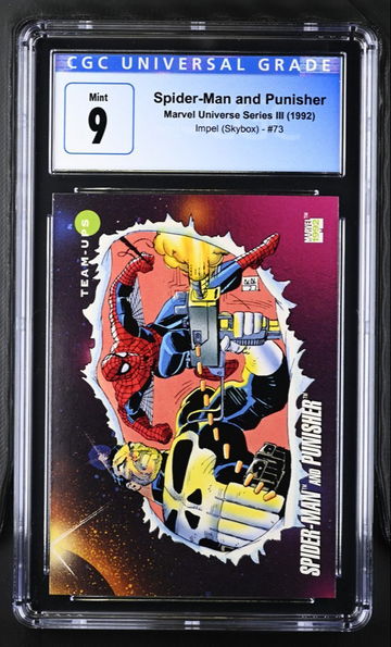 1992 IMPEL MARVEL UNIVERSE SERIES III SPIDER-MAN AND PUNISHER #73 CGC 9 MINT
