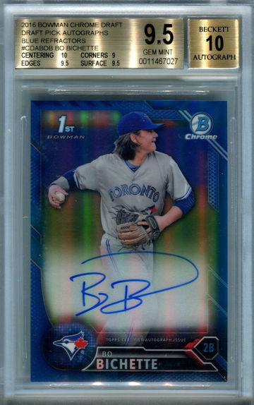 2016 Bowman Chrome blue refractor /150 Bo Bichette BGS 9.5 auto 10