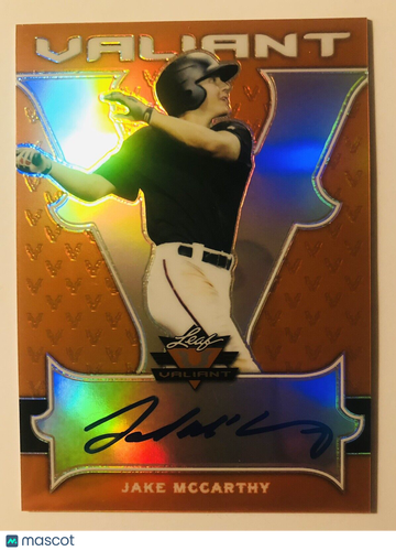 JAKE MCCARTHY 2018 Leaf Valiant On-Card AUTO Orange Parallel #30/35 Diamondbacks