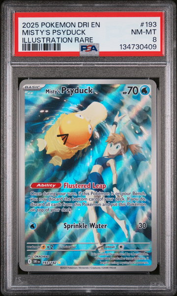 2025 Pokemon Scarlet and Violet Destined Rivals Illustration Rare Misty's Psyduck #193 PSA 8