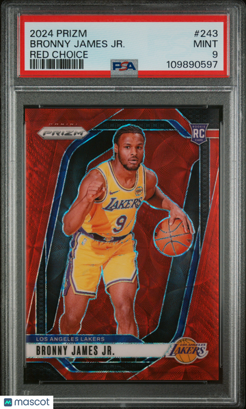 2025 2024-25 Panini Prizm Bronny James JR. #243 Red Choice Prizm /88 PSA 9