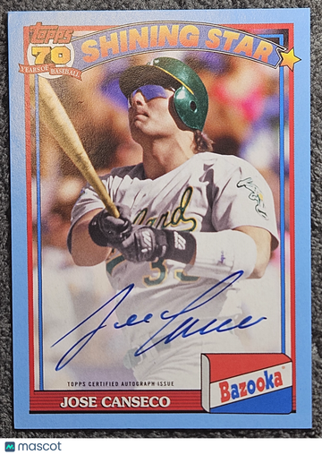 2021 Topps Archives Jose Canseco 1991 Topps Bazooka Shining Stars /25 Signed on card Auto Autograph