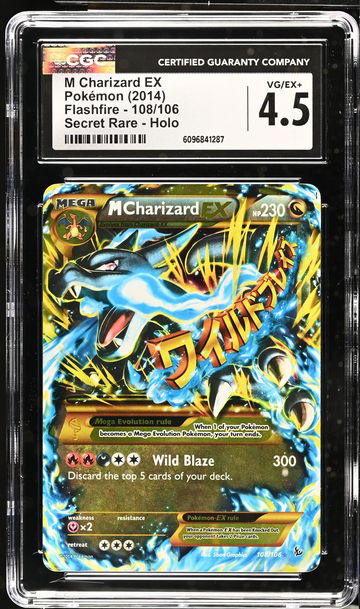 2014 Pokémon XY Flashfire Secret Rare M Charizard EX #108/106 Holo CGC 4.5