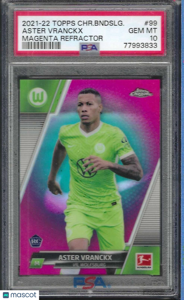 2021 Topps Chrome Bundesliga Aster Vranckx #99 Magenta Refractor PSA 10