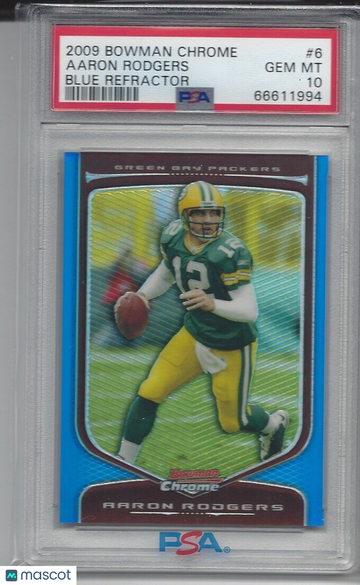 2009 Bowman Chrome Aaron Rodgers #6 Blue Refractor PSA 10
