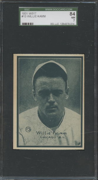 1931 W517 #13 Willie Kamm Chicago White Sox SGC 84 NM 7