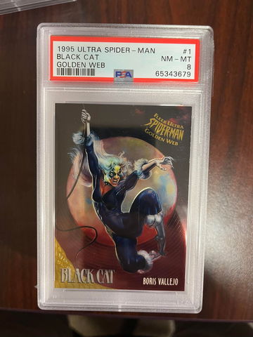 1995 Ultra Spider-Man Black Cat Golden Web PSA 8