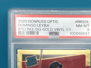 2020 PANINI DONRUSS OPTIC RATED ROOKIES SIGNATURES Domingo Leyba #RRSDL GOLD VINYL 1/1 Rookie PSA 8