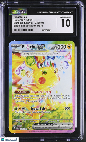 2024 Pokemon S&V Surging Sparks Pikachu ex Special Illustration Rare CGC 10 #238/191