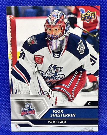 2019-20 UPPER DECK AHL IGOR SHESTERKIN ROOKIE RC #24 RANGERS WOLF PACK