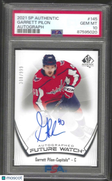 2021 SP Authentic Garrett Pilon #145 Autograph PSA 10