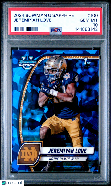 2024 Bowman University Chrome Sapphire Jeremiyah Love #100 PSA 10