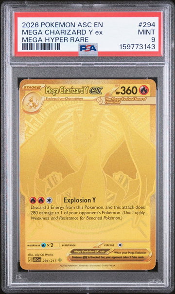 2026 Pokemon Mega Evolution Ascended Heroes Mega Hyper Rare Mega Charizard Y Ex #294 PSA 9