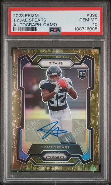 2023 Panini Prizm Autograph-Camo Tyjae Spears #396 /25 PSA 10