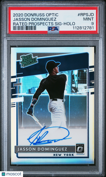2020 Panini Donruss Optic Rated Prospects Jasson Dominguez #RPSJD SIG Holo PSA 9