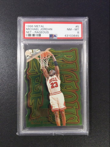 1996 Fleer Metal #5 Michael Jordan Net-Rageous PSA 8
