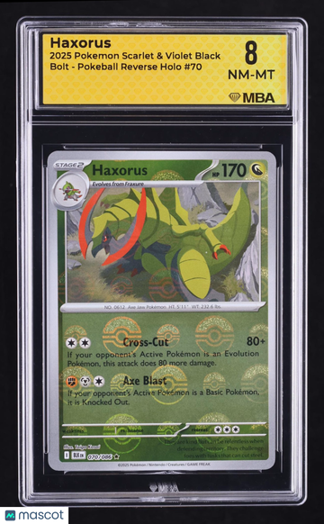 2025 Pokemon Scarlet & Violet Black Bolt Haxorus Reverse Holo MBA 8 #70