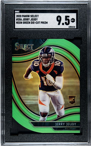 2020 Panini Select Jerry Jeudy Rookie Neon Green Prizm Die-Cut Field Level