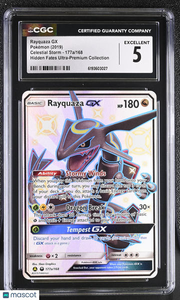 Rayquaza GX #177a/168 2019 Pokemon Celestial Storm CGC 5