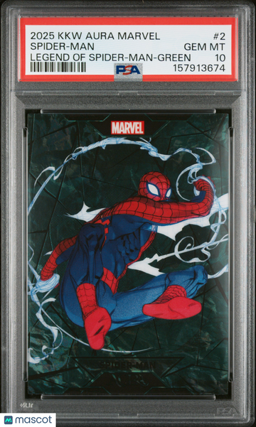 2025 Kakawow Aura Marvel The Legend Of Spider-Man Spider-Man Green /25 #2 PSA 10