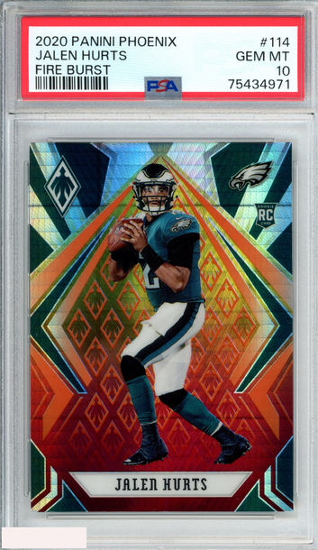 2020 PANINI PHOENIX JALEN HURTS #114 FIRE BURST ROOKIE RC PSA 10 GEM MT