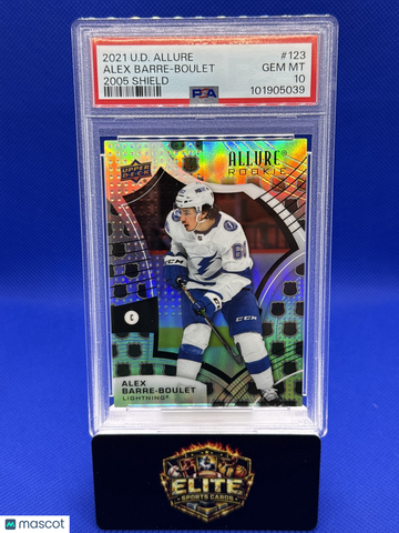 2021-22 Upper Deck Allure Alex Barre-Boulet #123 2005 Shield RC PSA 10