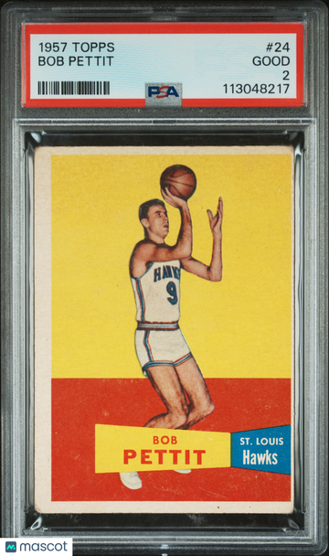 1957 Topps Bob Pettit #24 PSA 2
