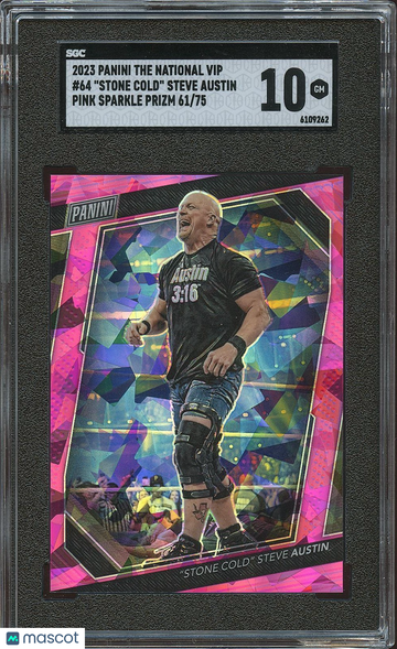 2023 Panini The National Vip Steve Austin Stone Cold Steve Austin #64 Pink Sparkle Prizm 75 SGC 10