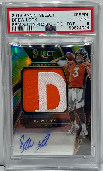 2019 Select Drew Lock Prime Selections Signature Tie Dye Auto PSA 9