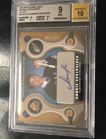 Alexander Ovechkin Rookie Exclusives Auto /100 BGS 9