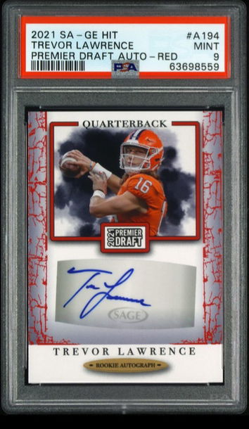 💎 2021 Sage Hit Premier Draft High Series RED 🧨 Rookie Auto TREVOR LAWRENCE 🏈