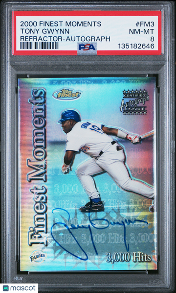 2000 Finest Moments Tony Gwynn #FM3 Refractor Autograph Insert PSA 8 Topps