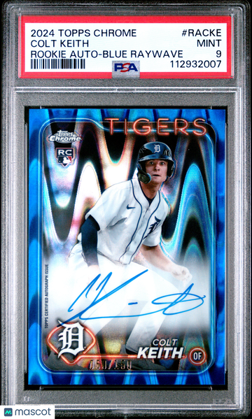 2024 Topps Chrome Rookie Autographs Colt Keith #RACKE Blue Raywave PSA 9