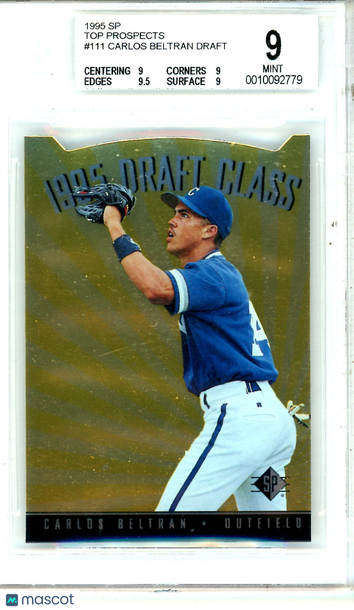 1995 SP Top Prospects Carlos Beltran DRAFT #111 Rookie BGS 9