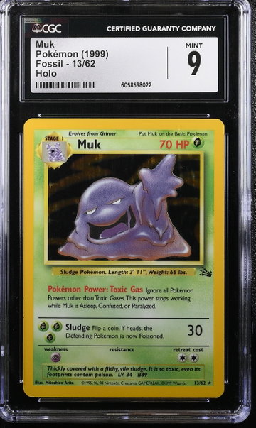1999 Pokemon #13/62 Muk Fossil CGC 9